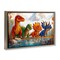 Stupell Industries Four Dinos By The Pond Floating Frame, design by Wumples